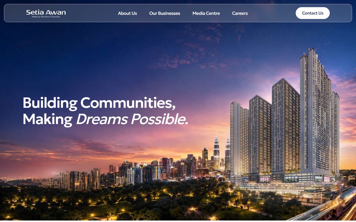 Setia Awan website homepage