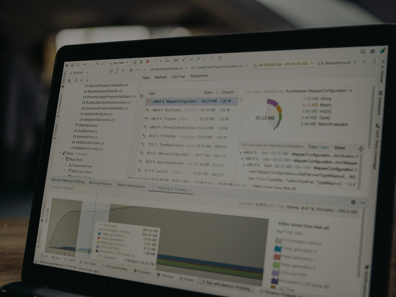 A company operating system dashboard in use